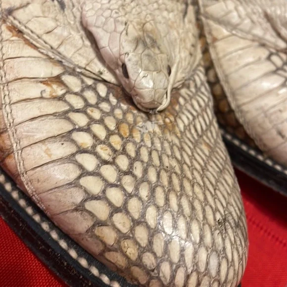 Vintage cobra skin men’s boots & belt with cobra head & leather upper (Mlb) - Picture 5 of 16